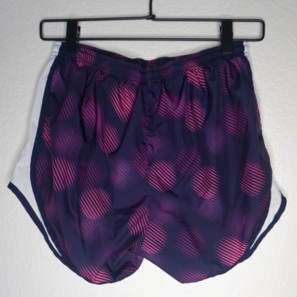 Nike Womens Purple Pink Polka Dot Elastic Waist Dri-Fit Shorts - Size Small - Picture 3 of 4